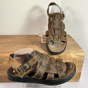 VTG Eastland Leather Fisherman Sandals Womens  SZ10 Brown Buckle Retro Y2K Boho